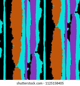 Seamless Background with Stripes Painted Lines. Texture with Vertical Dry Brush Strokes. Scribbled Grunge Motif for Sportswear, Paper, Cloth. Trendy Vector Background with Stripes