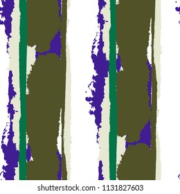 Seamless Background with Stripes Painted Lines. Texture with Vertical Brush Strokes. Scribbled Grunge Pattern for Cloth, Swimwear, Textile. Trendy Vector Background