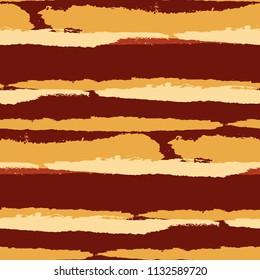 Seamless Background with Stripes Painted Lines. Texture with Horizontal Dry Brush Strokes. Scribbled Grunge Motif for Sportswear, Fabric, Cloth. Trendy Vector Background
