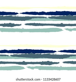 Seamless Background with Stripes Painted Lines. Texture with Horizontal Brush Strokes. Scribbled Grunge Motif for Cloth, Fabric, Textile. Retro Vector Background