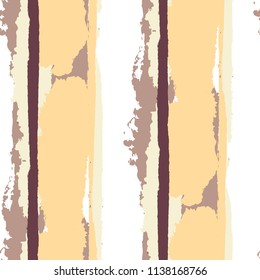 Seamless Background with Stripes Painted Lines. Texture with Vertical Dry Brush Strokes. Scribbled Grunge Rapport for Linen, Fabric, Textile. Retro Vector Background