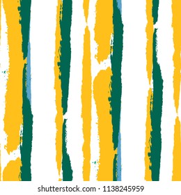 Seamless Background with Stripes Painted Lines. Texture with Vertical Dry Brush Strokes. Scribbled Grunge Motif for Sportswear, Fabric, Cloth. Trendy Vector Background