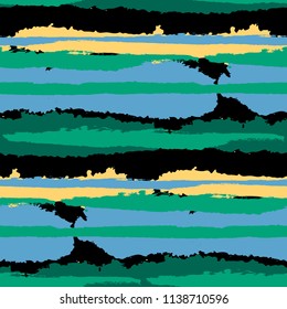 Seamless Background with Stripes Painted Lines. Texture with Horizontal Dry Brush Strokes. Scribbled Grunge Rapport for Sportswear, Fabric, Cloth. Retro Vector Background with Stripes