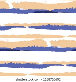 Seamless Background with Stripes Painted Lines. Texture with Horizontal Dry Brush Strokes. Scribbled Grunge Motif for Sportswear, Fabric, Cloth. Retro Vector Background with Stripes