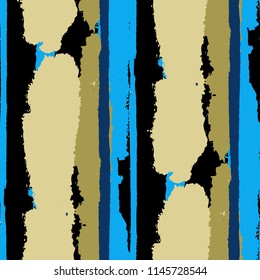 Seamless Background with Stripes Painted Lines. Texture with Vertical Dry Brush Strokes. Scribbled Grunge Rapport for Cloth, Swimwear, Textile. Rustic Vector Background with Stripes
