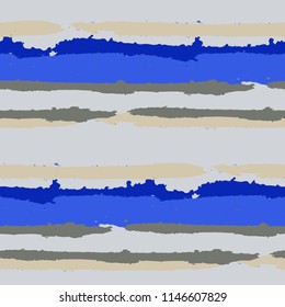 Seamless Background with Stripes Painted Lines. Texture with Horizontal Brush Strokes. Scribbled Grunge Rapport for Linen, Fabric, Wallpaper. Trendy Vector Background with Stripes