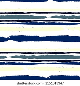 Seamless Background with Stripes Painted Lines. Texture with Horizontal Dry Brush Strokes. Scribbled Grunge Pattern for Linen, Fabric, Textile. Retro Vector Background
