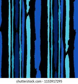 Seamless Background with Stripes Painted Lines. Texture with Vertical Dry Brush Strokes. Scribbled Grunge Pattern for Cloth, Swimwear, Textile. Trendy Vector Background with Stripes