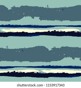 Seamless Background with Stripes Painted Lines. Texture with Horizontal Brush Strokes. Scribbled Grunge Rapport for Linen, Fabric, Wallpaper. Trendy Vector Background