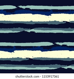 Seamless Background with Stripes Painted Lines. Texture with Horizontal Brush Strokes. Scribbled Grunge Motif for Linen, Fabric, Textile. Rustic Vector Background