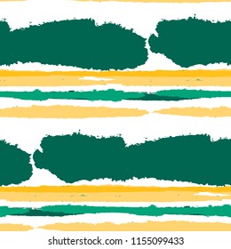 Seamless Background with Stripes Painted Lines. Texture with Horizontal Dry Brush Strokes. Scribbled Grunge Pattern for Linen, Fabric, Textile. Trendy Vector Background with Stripes