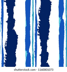 Seamless Background with Stripes Painted Lines. Texture with Vertical Brush Strokes. Scribbled Grunge Pattern for Cloth, Fabric, Textile. Retro Vector Background