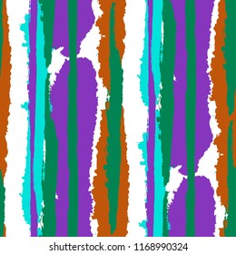 Seamless Background with Stripes Painted Lines. Texture with Vertical Dry Brush Strokes. Scribbled Grunge Rapport for Cloth, Fabric, Textile. Retro Vector Background with Stripes