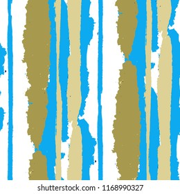 Seamless Background with Stripes Painted Lines. Texture with Vertical Brush Strokes. Scribbled Grunge Motif for Cloth, Swimwear, Textile. Retro Vector Background