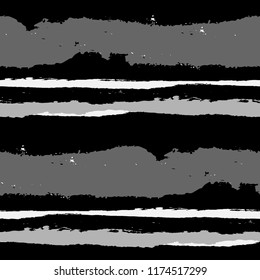 Seamless Background with Stripes Painted Lines. Texture with Horizontal Dry Brush Strokes. Scribbled Grunge Pattern for Linen, Fabric, Wallpaper. Retro Vector Background