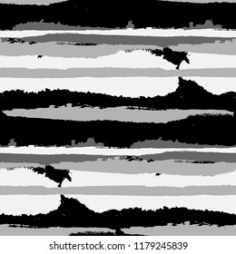 Seamless Background with Stripes Painted Lines. Texture with Horizontal Brush Strokes. Scribbled Grunge Rapport for Linen, Fabric, Textile. Rustic Vector Background with Stripes