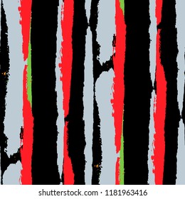 Seamless Background with Stripes Painted Lines. Texture with Vertical Dry Brush Strokes. Scribbled Grunge Rapport for Sportswear, Paper, Cloth. Rustic Vector Background