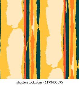 Seamless Background with Stripes Painted Lines. Texture with Vertical Brush Strokes. Scribbled Grunge Motif for Linen, Fabric, Textile. Retro Vector Background with Stripes