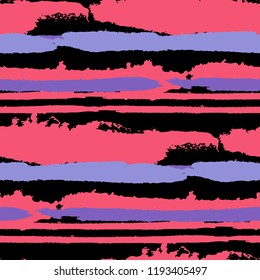 Seamless Background with Stripes Painted Lines. Texture with Horizontal Brush Strokes. Scribbled Grunge Motif for Sportswear, Paper, Cloth. Retro Vector Background with Stripes