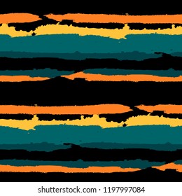 Seamless Background with Stripes Painted Lines. Texture with Horizontal Brush Strokes. Scribbled Grunge Pattern for Linen, Fabric, Wallpaper. Rustic Vector Background