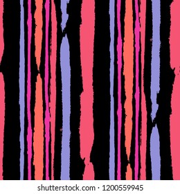 Seamless Background with Stripes Painted Lines. Texture with Vertical Brush Strokes. Scribbled Grunge Pattern for Linen, Fabric, Wallpaper. Retro Vector Background with Stripes