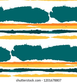 Seamless Background with Stripes Painted Lines. Texture with Horizontal Dry Brush Strokes. Scribbled Grunge Pattern for Linen, Fabric, Wallpaper. Retro Vector Background with Stripes