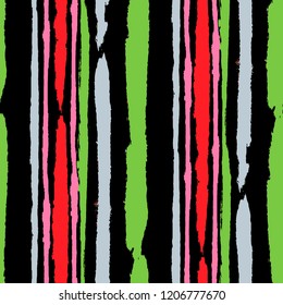 Seamless Background with Stripes Painted Lines. Texture with Vertical Dry Brush Strokes. Scribbled Grunge Rapport for Linen, Fabric, Wallpaper. Trendy Vector Background with Stripes