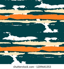 Seamless Background with Stripes Painted Lines. Texture with Horizontal Brush Strokes. Scribbled Grunge Rapport for Linen, Fabric, Textile. Retro Vector Background
