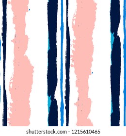 Seamless Background with Stripes Painted Lines. Texture with Vertical Brush Strokes. Scribbled Grunge Rapport for Linen, Fabric, Wallpaper. Rustic Vector Background with Stripes
