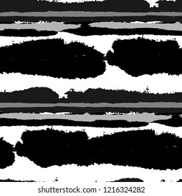 Seamless Background with Stripes Painted Lines. Texture with Horizontal Brush Strokes. Scribbled Grunge Motif for Sportswear, Fabric, Cloth. Rustic Vector Background