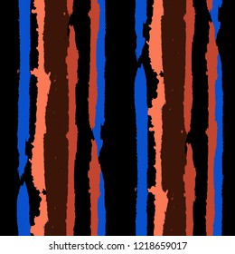Seamless Background with Stripes Painted Lines. Texture with Vertical Brush Strokes. Scribbled Grunge Rapport for Cloth, Fabric, Textile. Trendy Vector Background