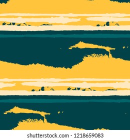 Seamless Background with Stripes Painted Lines. Texture with Horizontal Dry Brush Strokes. Scribbled Grunge Motif for Sportswear, Fabric, Cloth. Rustic Vector Background with Stripes