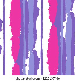 Seamless Background with Stripes Painted Lines. Texture with Vertical Dry Brush Strokes. Scribbled Grunge Motif for Sportswear, Fabric, Wallpaper. Rustic Vector Background with Stripes