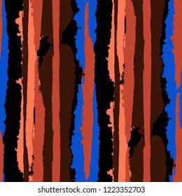 Seamless Background with Stripes Painted Lines. Texture with Vertical Brush Strokes. Scribbled Grunge Pattern for Cloth, Swimwear, Textile. Trendy Vector Background with Stripes