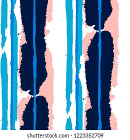 Seamless Background with Stripes Painted Lines. Texture with Vertical Dry Brush Strokes. Scribbled Grunge Motif for Cloth, Fabric, Textile. Retro Vector Background with Stripes