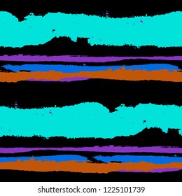 Seamless Background with Stripes Painted Lines. Texture with Horizontal Brush Strokes. Scribbled Grunge Pattern for Cloth, Swimwear, Textile. Retro Vector Background with Stripes