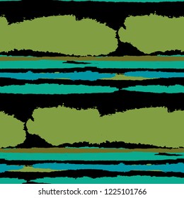 Seamless Background with Stripes Painted Lines. Texture with Horizontal Dry Brush Strokes. Scribbled Grunge Pattern for Sportswear, Fabric, Wallpaper. Retro Vector Background