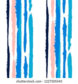 Seamless Background with Stripes Painted Lines. Texture with Vertical Brush Strokes. Scribbled Grunge Rapport for Linen, Fabric, Wallpaper. Rustic Vector Background with Stripes