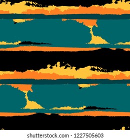 Seamless Background with Stripes Painted Lines. Texture with Horizontal Dry Brush Strokes. Scribbled Grunge Pattern for Linen, Fabric, Textile. Trendy Vector Background with Stripes