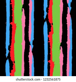 Seamless Background with Stripes Painted Lines. Texture with Vertical Brush Strokes. Scribbled Grunge Pattern for Sportswear, Fabric, Cloth. Rustic Vector Background with Stripes