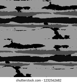 Seamless Background with Stripes Painted Lines. Texture with Horizontal Dry Brush Strokes. Scribbled Grunge Rapport for Cloth, Swimwear, Textile. Trendy Vector Background with Stripes