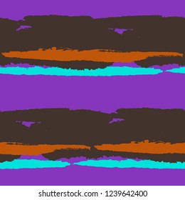 Seamless Background with Stripes Painted Lines. Texture with Horizontal Brush Strokes. Scribbled Grunge Rapport for Cloth, Swimwear, Textile. Trendy Vector Background