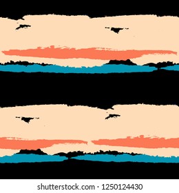 Seamless Background with Stripes Painted Lines. Texture with Horizontal Brush Strokes. Scribbled Grunge Rapport for Linen, Fabric, Textile. Rustic Vector Background