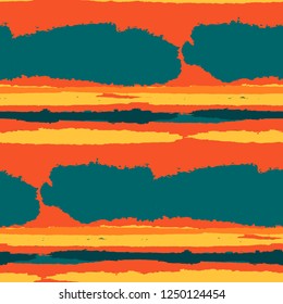 Seamless Background with Stripes Painted Lines. Texture with Horizontal Brush Strokes. Scribbled Grunge Pattern for Sportswear, Fabric, Wallpaper. Rustic Vector Background
