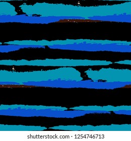 Seamless Background with Stripes Painted Lines. Texture with Horizontal Brush Strokes. Scribbled Grunge Motif for Cloth, Fabric, Textile. Trendy Vector Background