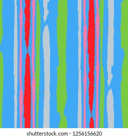 Seamless Background with Stripes Painted Lines. Texture with Vertical Dry Brush Strokes. Scribbled Grunge Motif for Sportswear, Paper, Cloth. Retro Vector Background with Stripes