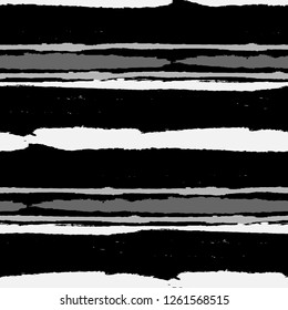 Seamless Background with Stripes Painted Lines. Texture with Horizontal Dry Brush Strokes. Scribbled Grunge Motif for Cloth, Fabric, Textile. Rustic Vector Background with Stripes