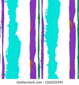 Seamless Background with Stripes Painted Lines. Texture with Vertical Brush Strokes. Scribbled Grunge Rapport for Linen, Fabric, Textile. Trendy Vector Background with Stripes