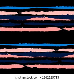 Seamless Background with Stripes Painted Lines. Texture with Horizontal Brush Strokes. Scribbled Grunge Rapport for Cloth, Fabric, Textile. Trendy Vector Background