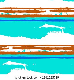 Seamless Background with Stripes Painted Lines. Texture with Horizontal Brush Strokes. Scribbled Grunge Rapport for Linen, Fabric, Wallpaper. Rustic Vector Background